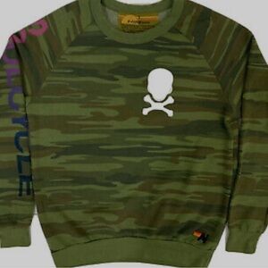 Aviator Nation SOULCYCLE SKULL Pullover CAMO Sweatshirt Sz Small